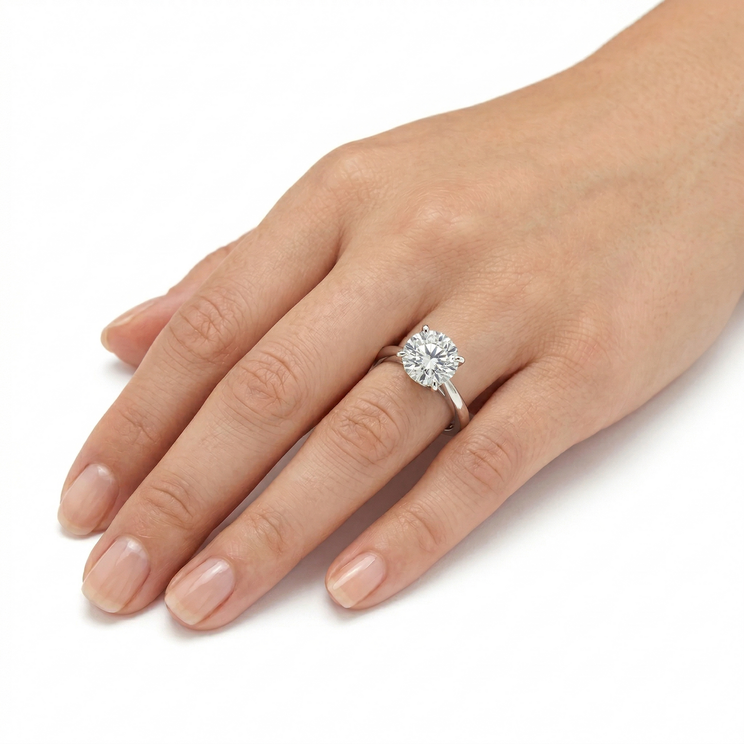 Platinum Ring Bands - Platinum Plated Silver Solitaire Moissanite 1ct