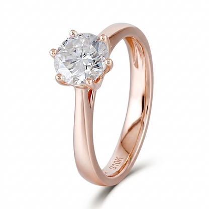 10k Rose Gold Solitaire Moissanite Ring 1ct