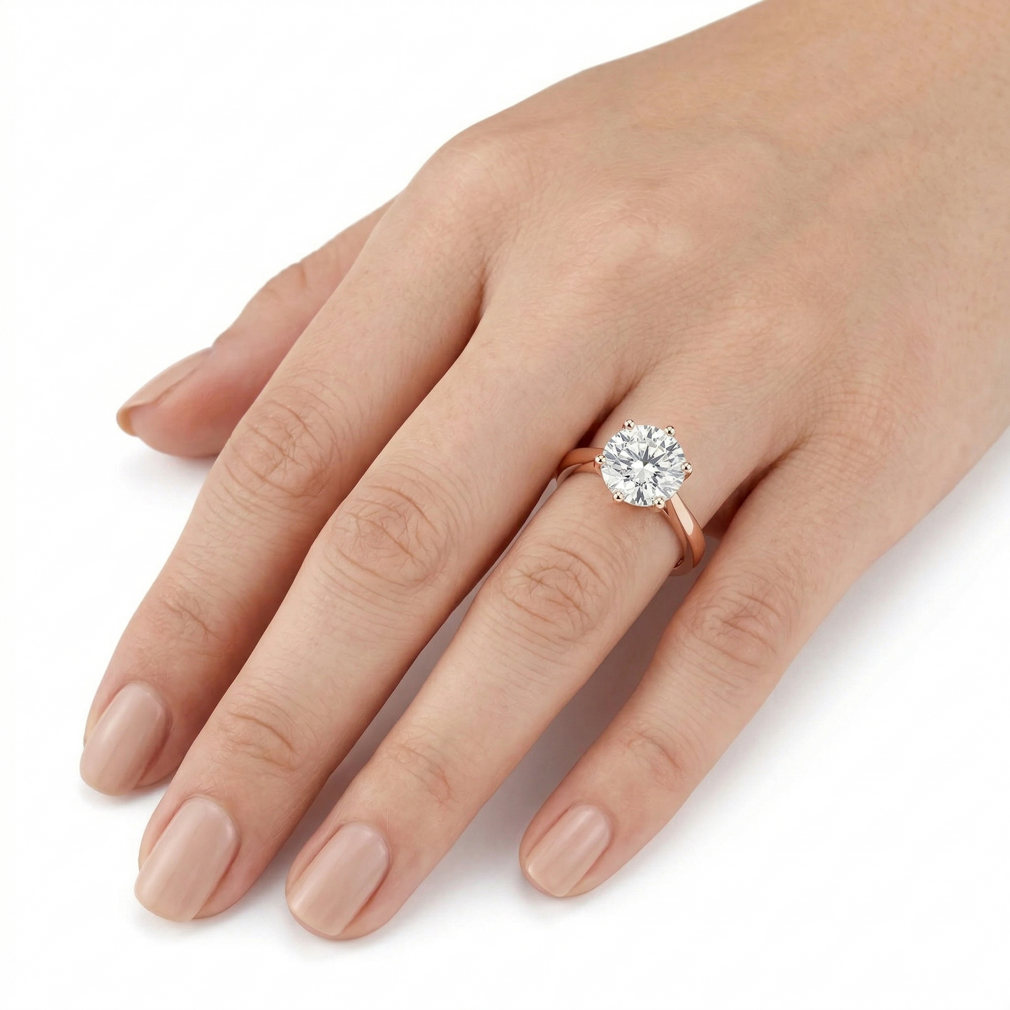 10k Rose Gold Solitaire Moissanite Ring 1ct