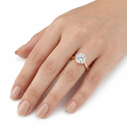10k Rose Gold Solitaire Moissanite Ring 1ct