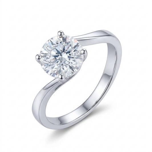 Wedding Ring Set Woman - 14k White Gold Solitaire Moissanite Ring 1ct