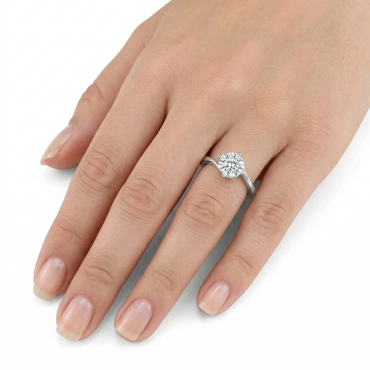 Wedding Ring Set Woman - 14k White Gold Solitaire Moissanite Ring 1ct