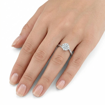 Wedding Ring Set Woman - 14k White Gold Solitaire Moissanite Ring 1ct