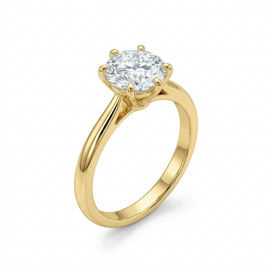 14k Yellow Gold Solitaire Moissanite Ring 2ct / Best Engagement Ring to Buy
