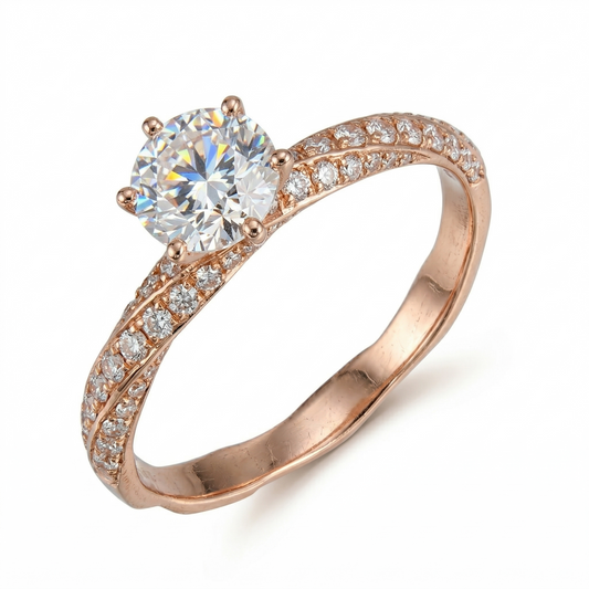 14k Rose Gold Moissanite Ring 1ct Center Stone | Best Engagement Ring For Small Hands