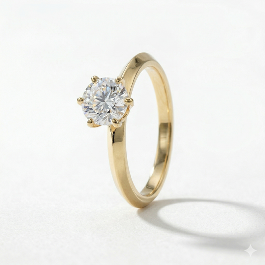 14k Yellow Gold Solitaire Moissanite Ring 1ct / Best Designer Engagement Rings Online