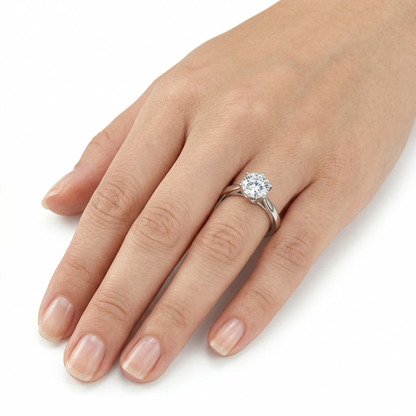 White Gold 14k / 18k Solitaire Ring Moissanite 1ct