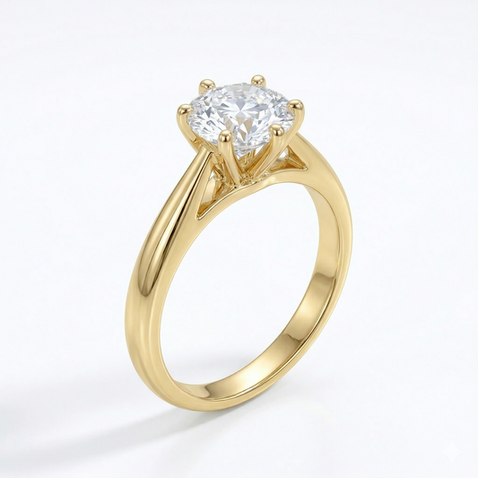 14k Yellow Gold Solitaire Moissanite Ring 1ct / Best Engagement Ring for Women